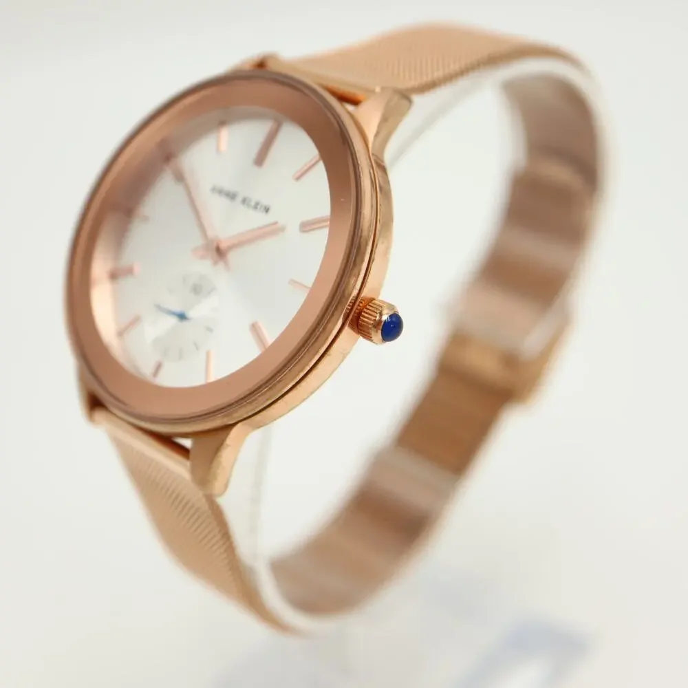 Anne Klein Rose Gold Tone Small Seconds 38mm Womens Watch w New Battery